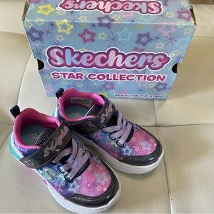 Skechers Girls Wishful Star sparks Glitter Light-Up Shoes Sneakers NWT size 9